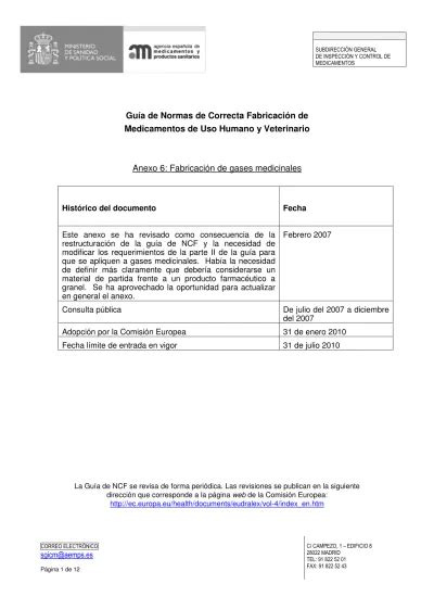 Gu A De Normas De Correcta Fabricaci N De Medicamentos De Uso Humano Y