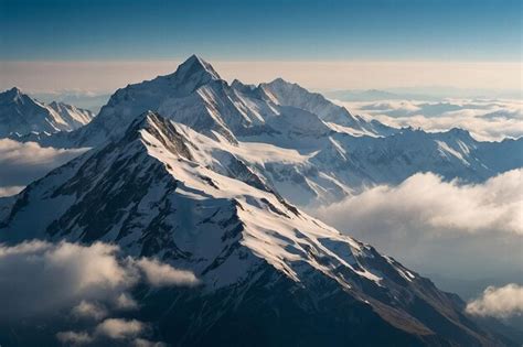 Snowcapped peaks piercing through the clouds | Premium AI-generated image 