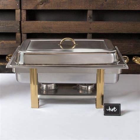 Choice Deluxe 8 Qt Full Size Gold Accent Chafer Chafing Dishes