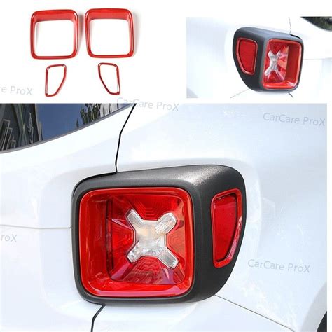 ABS Red 2015 16 2020 Rear Tail Light Lamp Frame Trim 4PCS Fit For Jeep