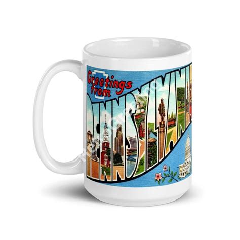 Greetings From Pennsylvania Coffee Mug Vintage Retro Etsy