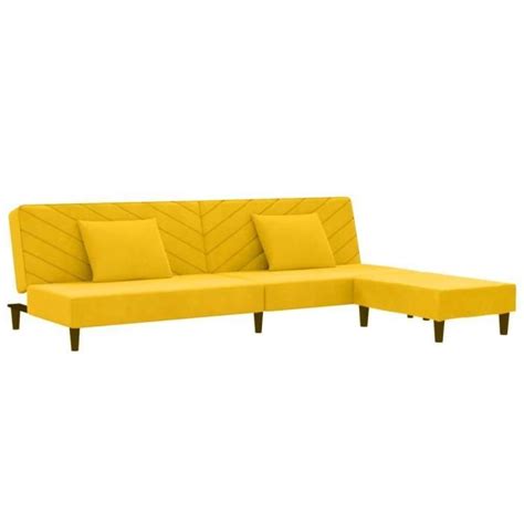 Oll Canap Lit Places Oreillers Et Repose Pied Jaune Velours