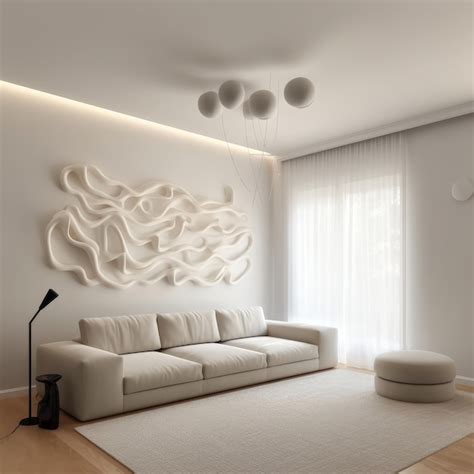 Premium Photo | A large white wall living room with a white floor