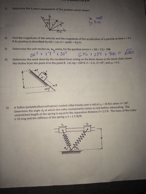 Solved 1determine The X And Y Components Of The Position