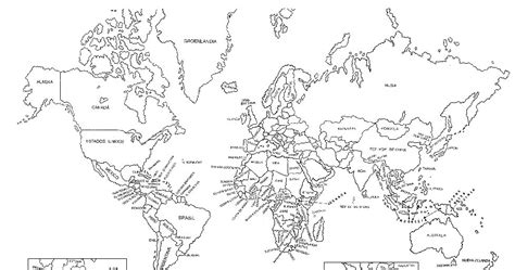 Pinto Dibujos Mapa Del Mundo Con Nombres Para Colorear