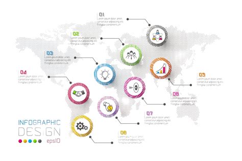 Business Infographic With 8 Steps Map Info Plan Vector, Map, Info, Plan ...