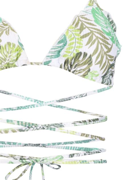 Amir Slama Palm Leaf Print Bikini Farfetch