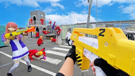 Nerf War Amusement Park Battle 27 Nerf First Person Shooter Youtube