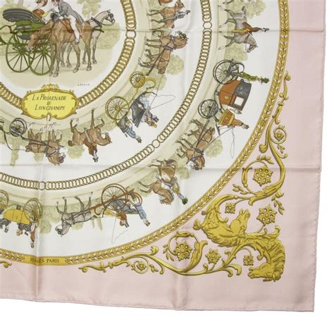 Rare Vintage Hermes Silk Scarf La Promenade De Longc Gem