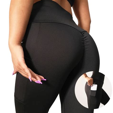 Chrleisure Solid Push Up Fitness Leggings For Women High Waist Workout