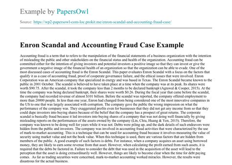 Enron Scandal And Accounting Fraud Case Free Essay Example