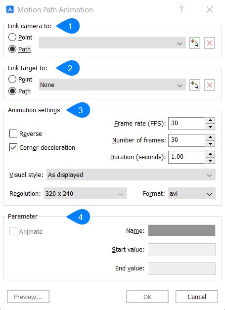 Motion Path Animation Dialog Box Bricscad Lite And Pro Bricsys Help