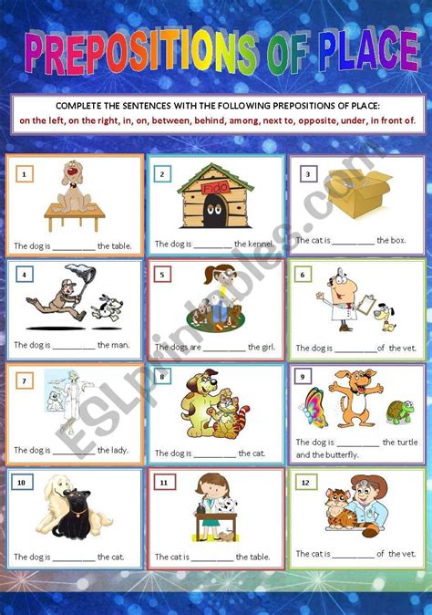 Prepositions Of Place Esl Worksheet By Sandytita