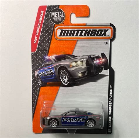 Matchbox 164 Police Dodge Charger Pursuit Grey Flipn Diecast