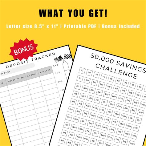 50K Savings Challenge, 50K Challenge, Savings Tracker, 50000 Savings