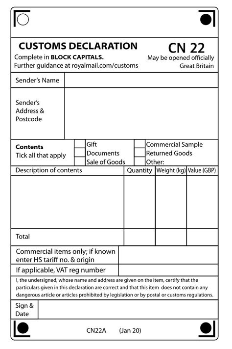 Self Adhesive Cn Custom Declaration Forms Labels