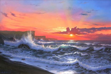 Rays Of Sunshine Vincent Basham Seascape Artist Cornwall