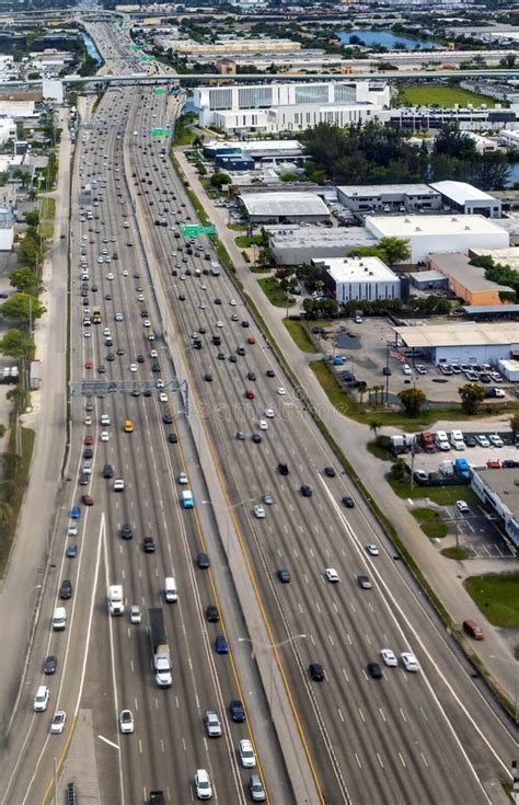 Aerial View Of Traffic On A Highway In Miami Stock Image Image Of Architecture Road 253831095