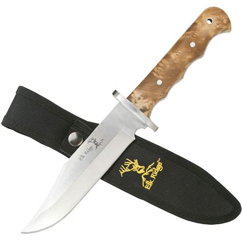 Elk Ridge Burl Wood Handle Fixed Blade Knife W Nylon Sheath Mrknife