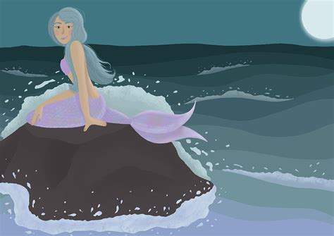 Mermaid on a rock on Behance