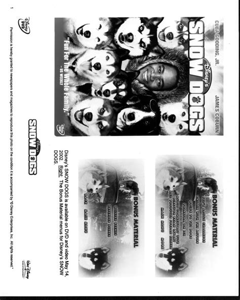 Snow Dogs Movie Dvd Ad Black And White Photo Print 8 X 10 Posterazzi