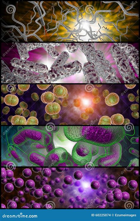 Collage De La Infección De Las Bacterias Stock De Ilustración Imagen