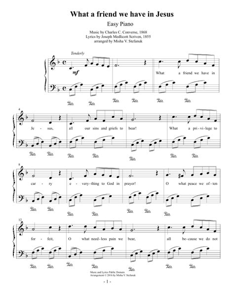 What A Friend We Have In Jesus Easy Piano Arr Misha Stefanuk By