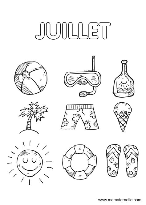 Coloriage Du Mois De Juillet Ma Maternelle