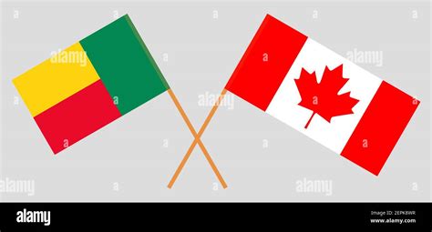 Crossed Flags Of Benin And Canada Official Colors Correct Proportion