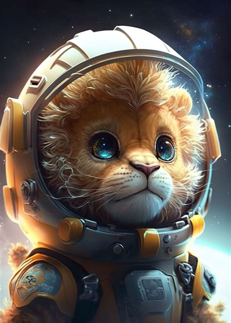 Astronaut Space Lion Poster Picture Metal Print Paint By Dennex