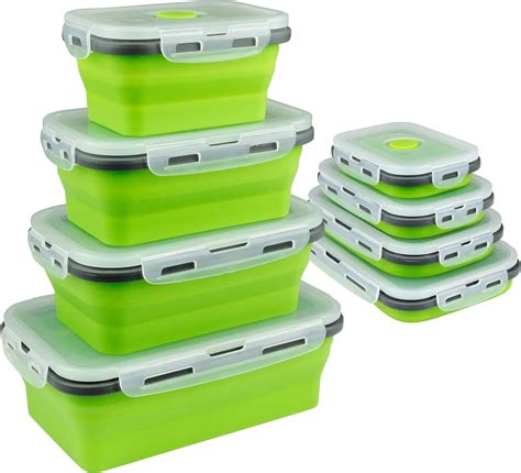 Guyuyii Collapsible Food Storage Containers - 4-Pack Silicone Storage Bowls - Microwave ...