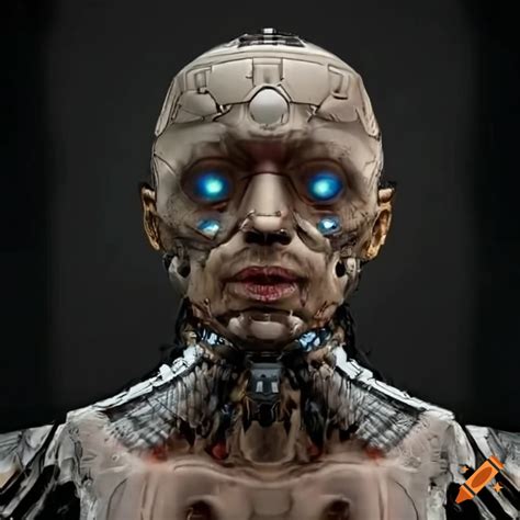 Biopunk Cyborg With Extreme Hyper Realistic Details In A Frontal Full