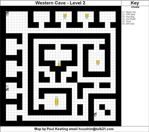 Dragon Quest I & II Western Cave - Level 2 Map Map for Super Nintendo ...