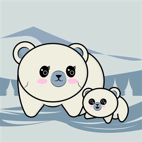 Polar She Bear With Cubs Vector Illustration Free Download 7023249