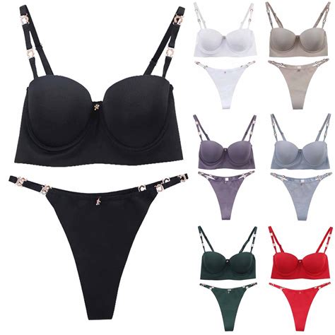 Elainilye Fashion Bra And Panty Sets For Women Sexy Suit Traceless Cup Surface Underwire Medium