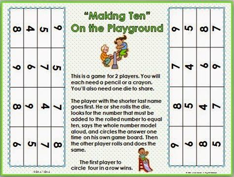 Playground Math - Practicing Sums of Ten - Classroom Freebies