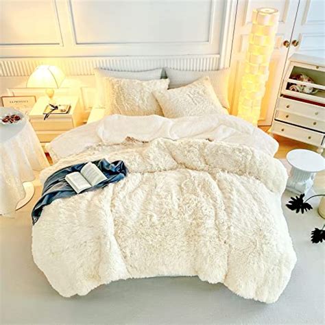 Amazon UOZZI BEDDING Faux Fur Shaggy Comforter Set King 3 Pieces