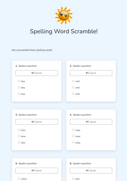 Spelling Word Scramble Interactive E Worksheet Quickworksheets