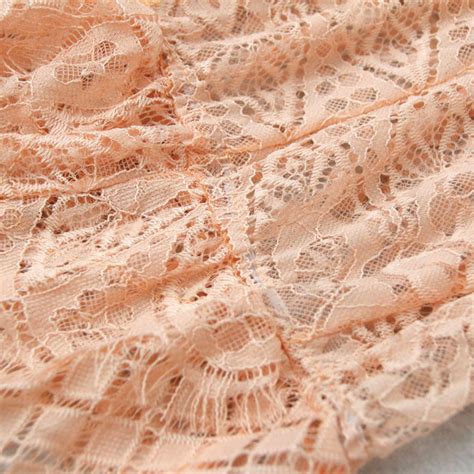 Charming Apricot V Neck Spaghetti Strap Lace Nightwear Bodysuit Teddy Lingerie N16424