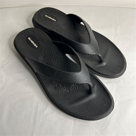 Okabashi Maui Made In Usa Waterproof Thong Sandals Flip Flops Black Womens Sz M Ebay