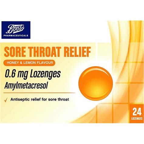 Boots Sore Throat Relief Honey And Lemon Flavour Lozenges 24 Lozenges 0