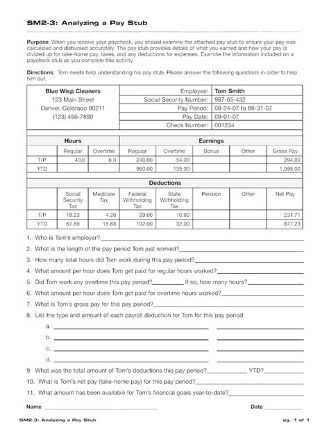 Sm2 3 Analyzing A Pay Stub Answer Key Fill Out And Sign Online Dochub