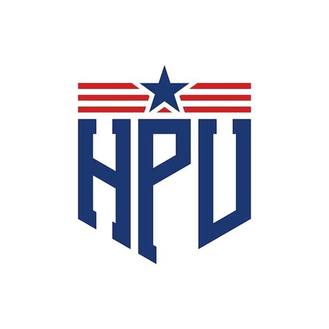 Premium Vector | Patriotic HPU Logo with Star and American Flag Straps Letter HPU Logo with USA Flag