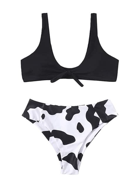 Buy WDIRARA Women S Cow Print Bikini Swimsuit 2 Piece Bathing Suits