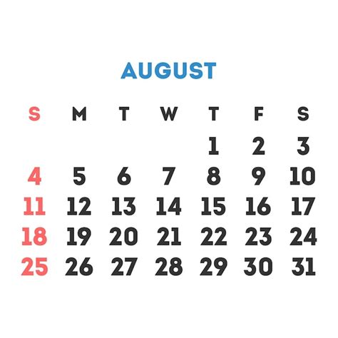 Premium Vector August 2024 Month Calendar Vector Illustration