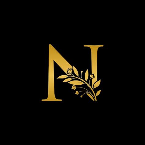 Premium Vector Golden Floral Letter N Logo Icon Luxury Alphabet Font