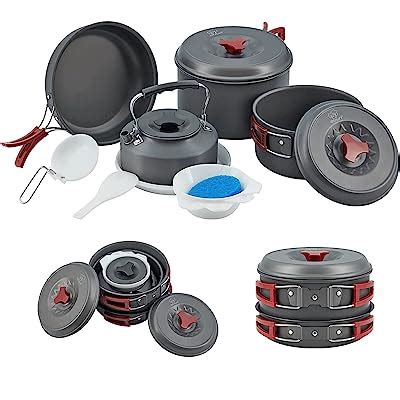 Bulin Pcs Camping Cookware Mess Kit Nonstick Backpacking Cooking Set