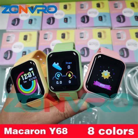 2021 Novo Macaron Y68 D20 Relógio Inteligente Colorido Moda Pulseira De