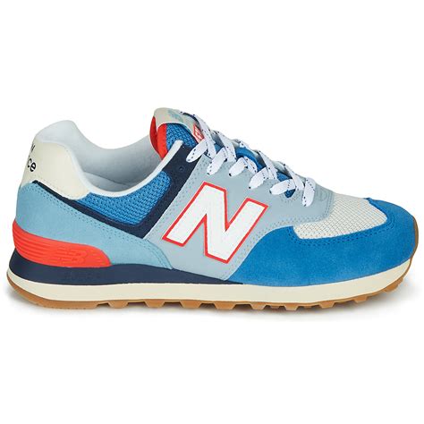 New Balance 574 Blue Grey Orange Livraison Gratuite Spartoo Chaussures Baskets