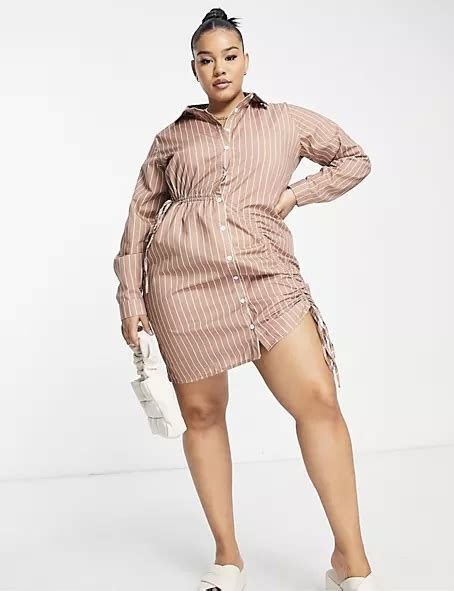 Missguided Sukienka Koszulowa W Paski Plus Size